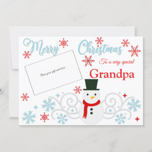 Inhaber der Snowman-Grandpa-Geschenkkarte Karte