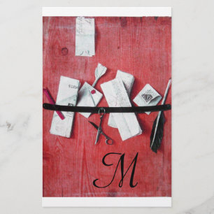 INHABER DES HOLZMONOGRAMM, rot Schwarz-weiß Briefpapier