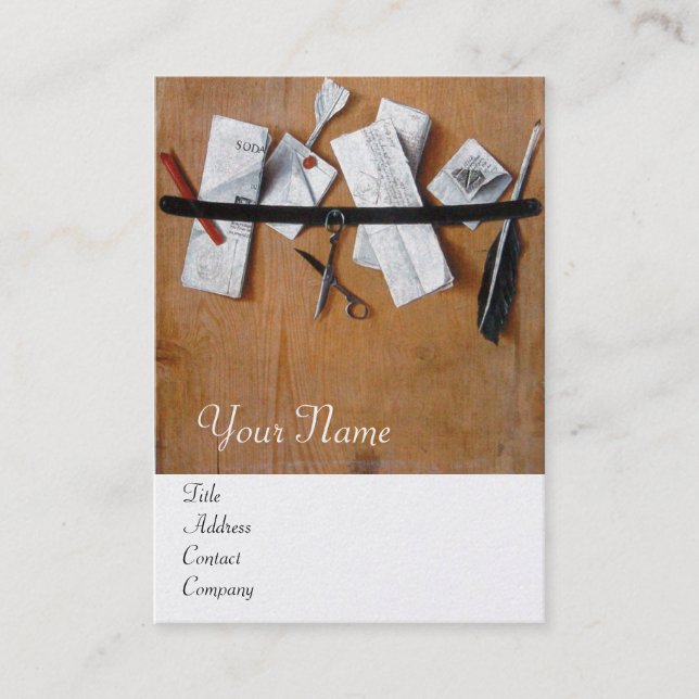 INHABER DES HOLZMONOGRAMM, weiß Perlbraun Visitenkarte (Vorderseite)