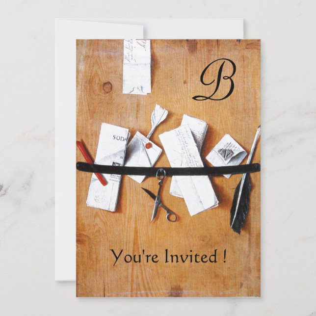 INHABER DES SCHREIBENS IN HOLZMONOGRAMM, rot, schw Einladung (Vorderseite)