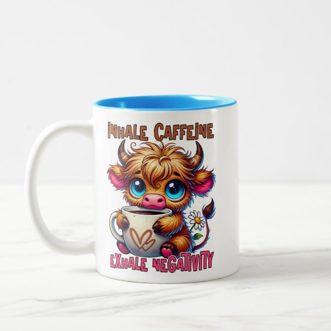 Inhale Caffeine Exhale Negativity  Zweifarbige Tasse (Links)