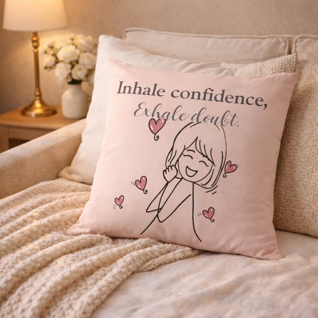 Inhale Confidence Motivational Blush Throw Pillow Kissen (Von Creator hochgeladen)