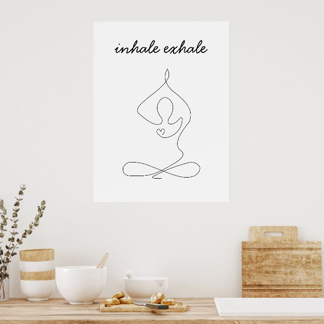Inhale Exhale Atmen Yoga Pose Modernes Studio Poster (Küche)