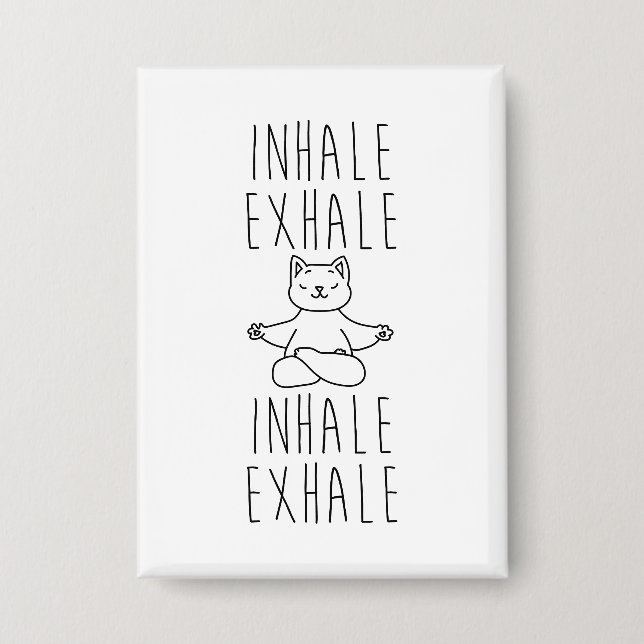 inhale Exhale yoga cat Button (Vorderseite)