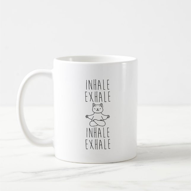 inhale Exhale yoga cat Kaffeetasse (Links)