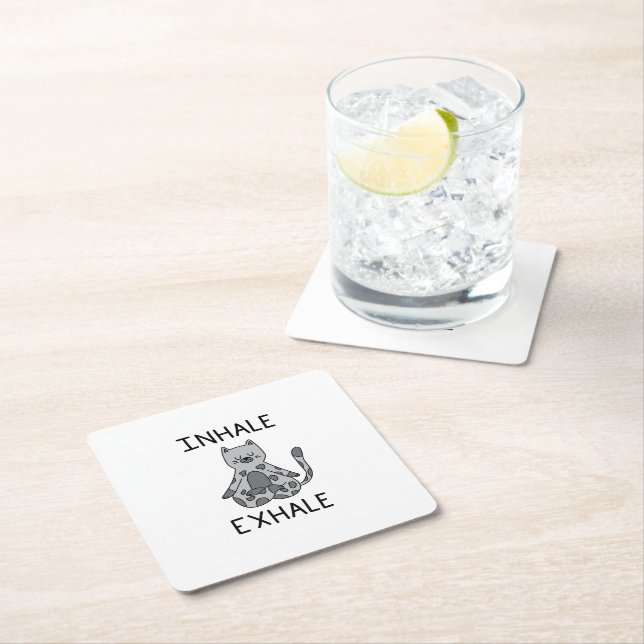 Inhale Exhale Yoga Cat Rechteckiger Pappuntersetzer (Vor Ort)