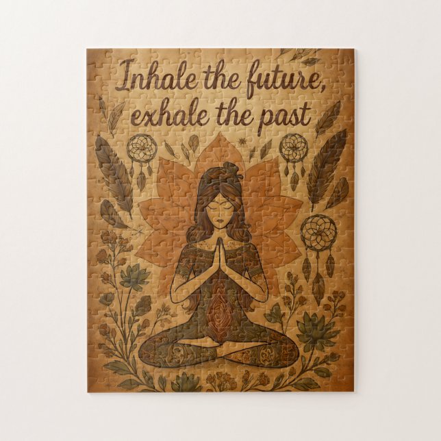 🧩 Inhale the Future, Exhale the Past – Boho Yoga  Puzzle (Vertikal)
