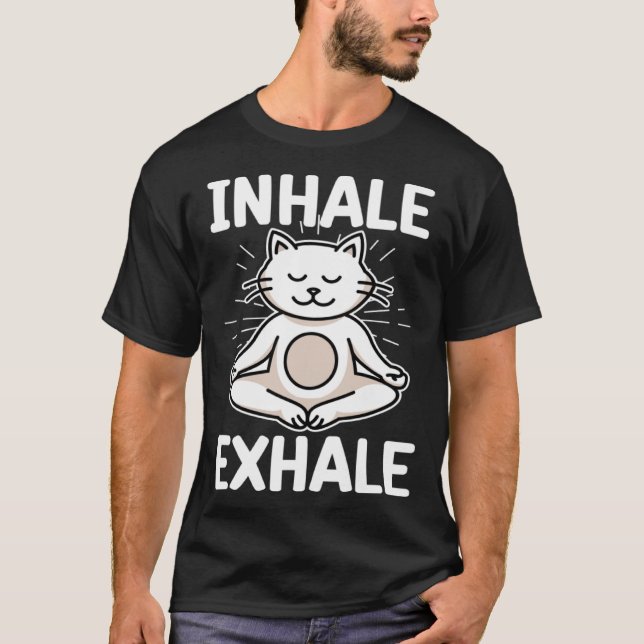 Inhale Yoga Cat Meditation Spiritual Exhale  Kitty T-Shirt (Vorderseite)