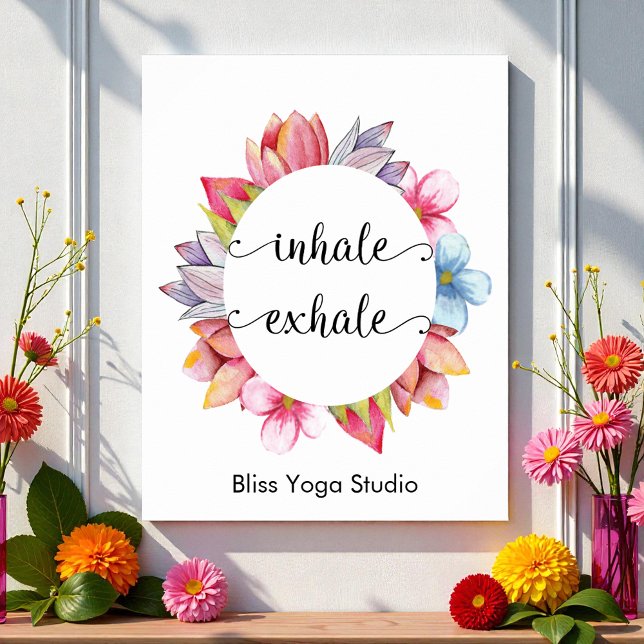 Inhalieren von Exhale Pink-Blume Yoga-Quotes Poster (Von Creator hochgeladen)