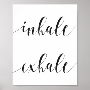 Inhalieren von Exhale Yoga Meditation Moderne Typo Poster