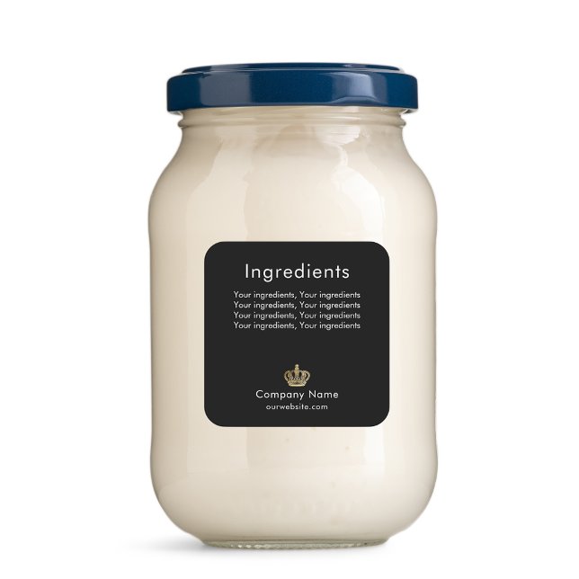 Inhaltsstoff des Produkts mit schwarzer Goldkronen Quadratischer Aufkleber (Von Creator hochgeladen)