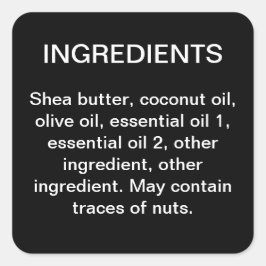 Inhaltsstoffe Einfacher Aufkleber für das Etikett 