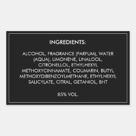 Inhaltsstoffe Produktkennzeichnung Rechteckiger Aufkleber