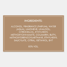 Inhaltsstoffe Produktkennzeichnung Rechteckiger Aufkleber