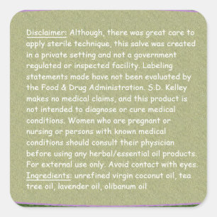 Inhaltsstoffe von Blumen und Grauen Texturen/Haftu Quadratischer Aufkleber