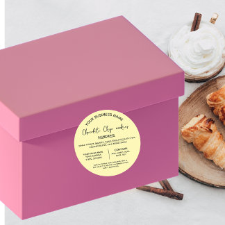 Inhaltsstoffe von Schokolade-Cookies: Unternehmen Runder Aufkleber