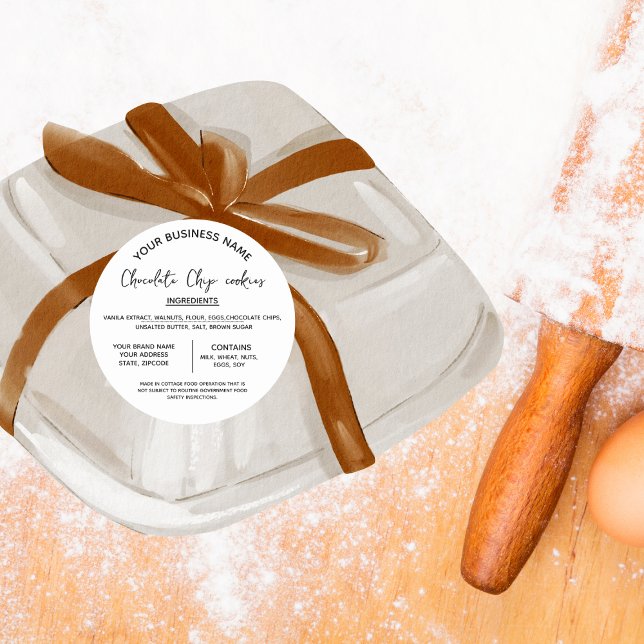 Inhaltsstoffe von Schokolade-Cookies: Unternehmen Runder Aufkleber (Von Creator hochgeladen)