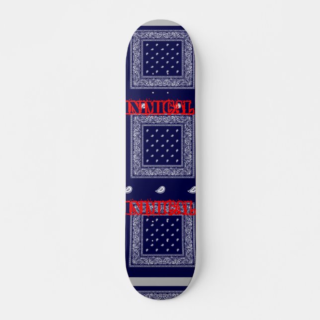 Inimical Blue Paisley Skateboard (Vorne)
