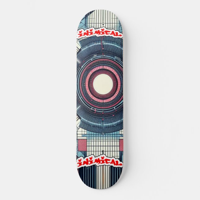 Inimical Futuristic Minamilst Japanisch Abstrakt Skateboard (Vorderseite)