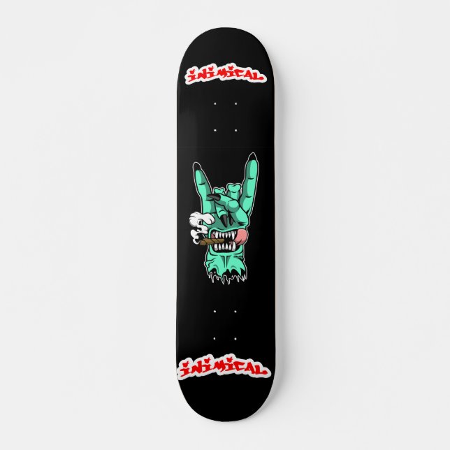 Inimical Zombie Hand Devil Sign Skateboard (Vorne)