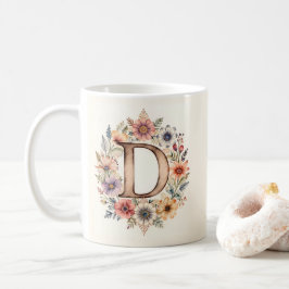 Inital D Flower Boho Blumen-Tasse Kaffeetasse