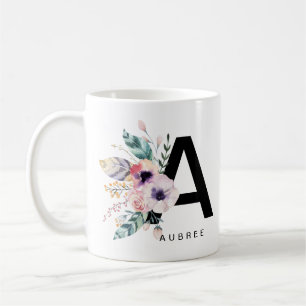 Initial "A" Alphabet Tasse Monogram Boho Wasserfar
