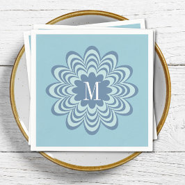 Initial abstrakt Blue Blume Custom Monogram Serviette