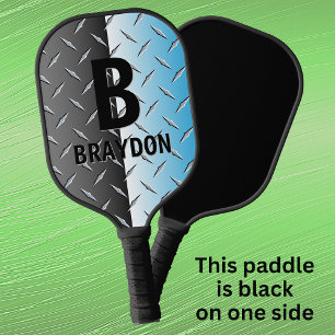 Initial ändern, Name hinzufügen, Blue Chrome Look Pickleball Schläger