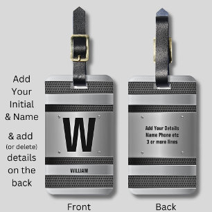 Initial ändern, Name hinzufügen (löschen), Silver  Gepäckanhänger
