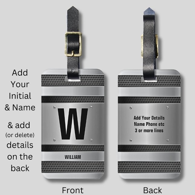 Initial ändern, Name hinzufügen (löschen), Silver  Gepäckanhänger (Von Creator hochgeladen)