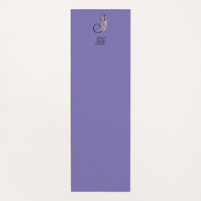 Initial-Aquarelllavene für Monogramm-Blume Yogamatte (Vorderseite)