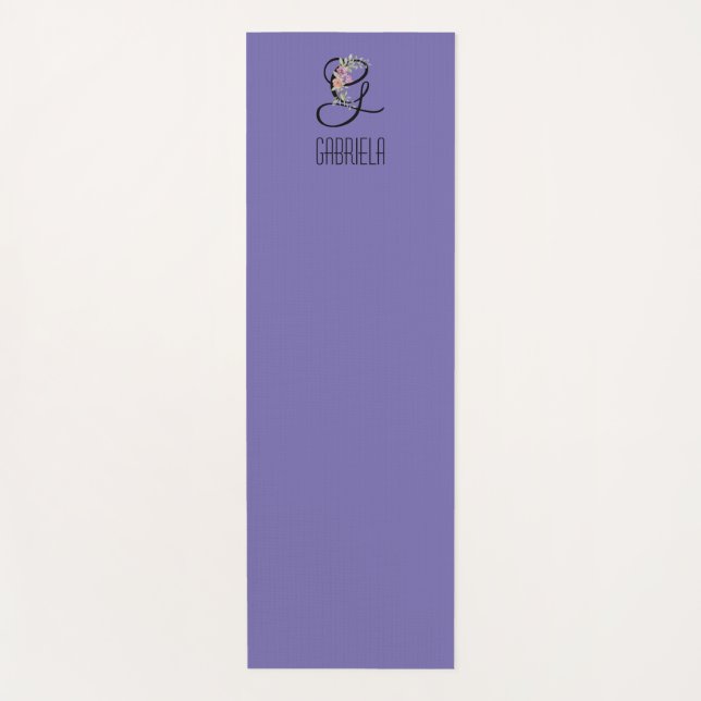 Initial-Aquarelllavene für Monogramm-Blume Yogamatte (Vorderseite)