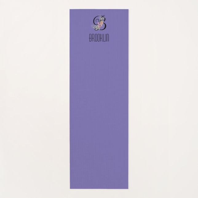 Initial-Aquarelllavene für Monogramm-Blume Yogamatte (Vorderseite)