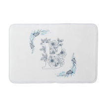 Initial "B" Blue Monogram Calm Floral
