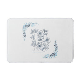 Initial "B" Blue Monogram Calm Floral Badematte