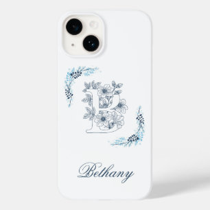 Initial "B" Blue Monogram Calm Floral Case-Mate iPhone 14 Hülle