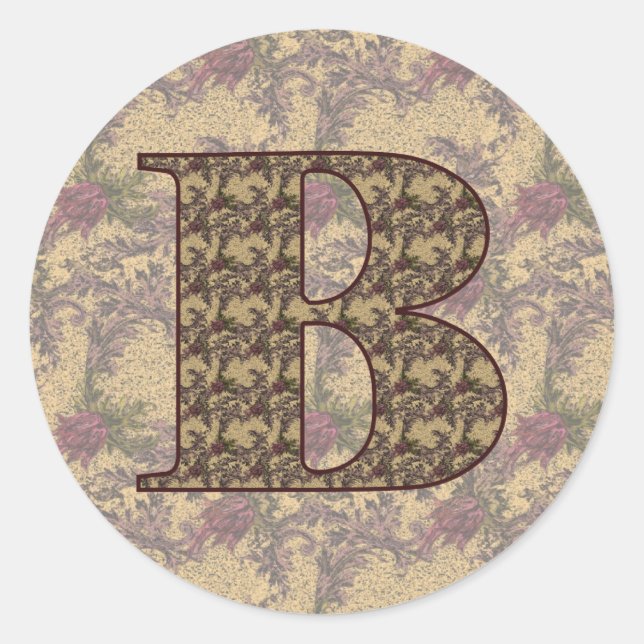 Initial-B-Elegant Runder Aufkleber (Vorderseite)