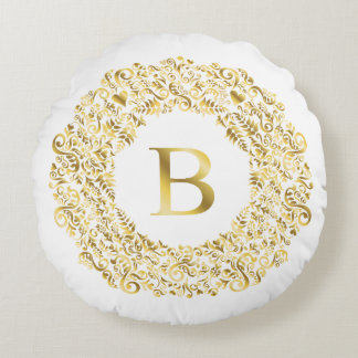 Initial B golden Damask Classic Muster Rundes Kissen