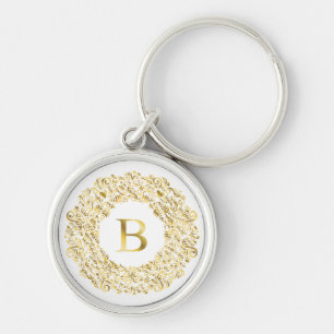 Initial B golden Damask Classic Muster Schlüsselanhänger