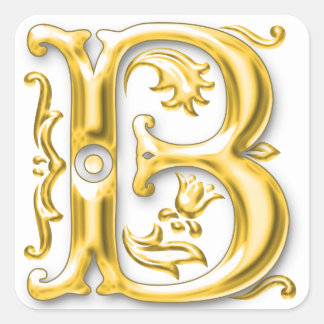 Initial-B-Hauptstadt-Briefaufkleber in Gold Quadratischer Aufkleber