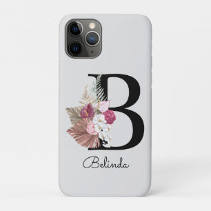 Initial B Modern Pink Boho Girly Floral Case-Mate iPhone Hülle