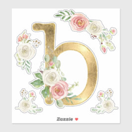 Initial B Monogramm Blush Rose Floral Wasserfarbe Aufkleber