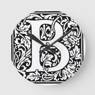 Initial B Monogramm. Muster für benutzerdefinierte Runde Wanduhr