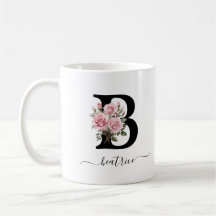 Initial B Rosa Rosen Floral Blume Monogramm Name