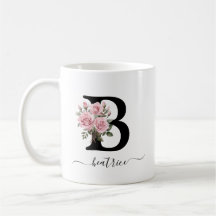 Initial B Rosa Rosen Floral Blume Monogramm Name
