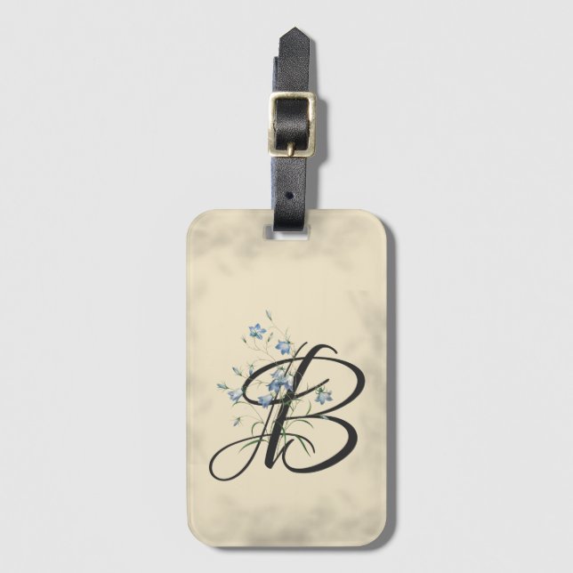 Initial B, Vintage Bluebells Gepäckmarke Gepäckanhänger (Vorderseite Vertikal)