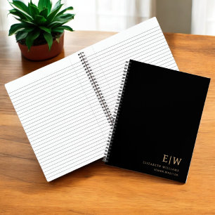Initial beruflich Black and Gold Monogram Notizbuch
