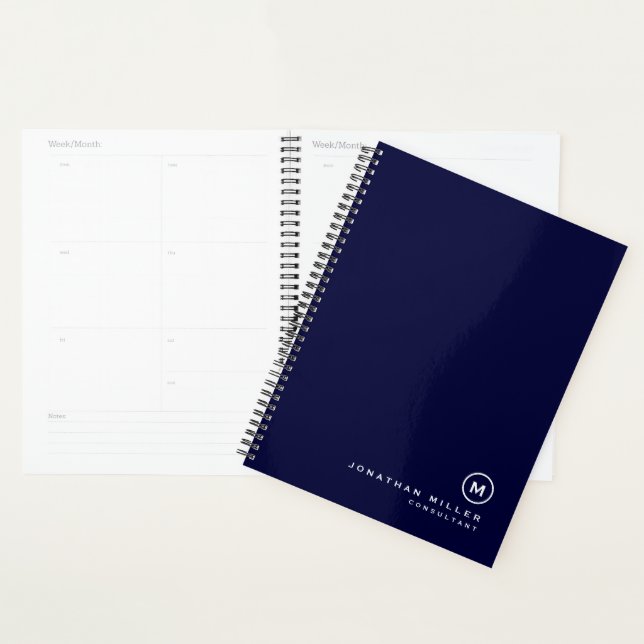 Initial beruflich Navy & White Monogram Planer (Anzeige)