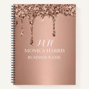 Initial beruflich Rose Gold Glitzer Monogram Notizbuch