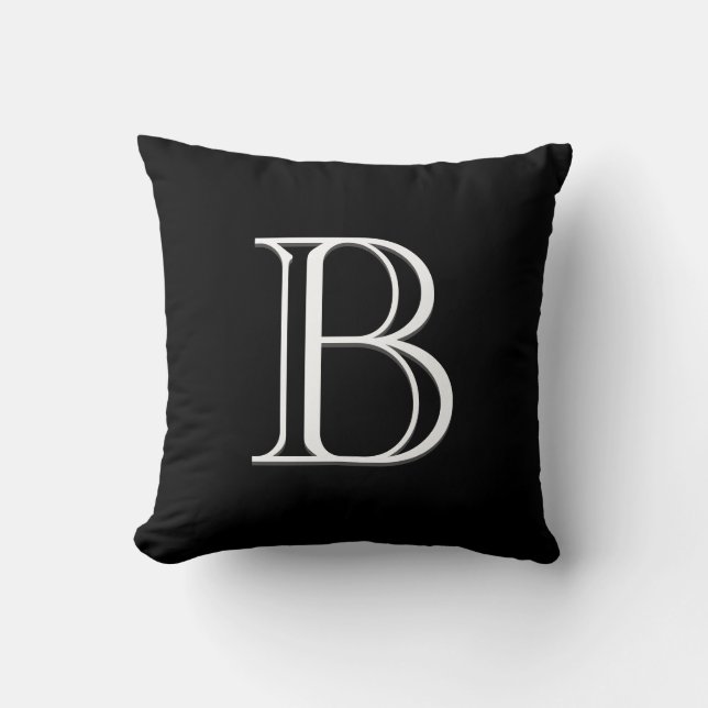 Initial Black & White Letter Monogram Kissen (Vorderseite)